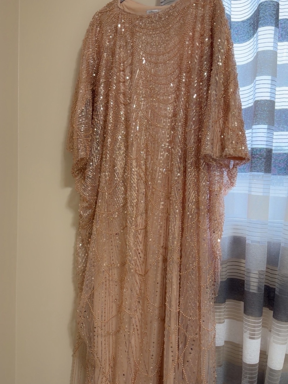 Sequin Embellished Blush Maxi Dress